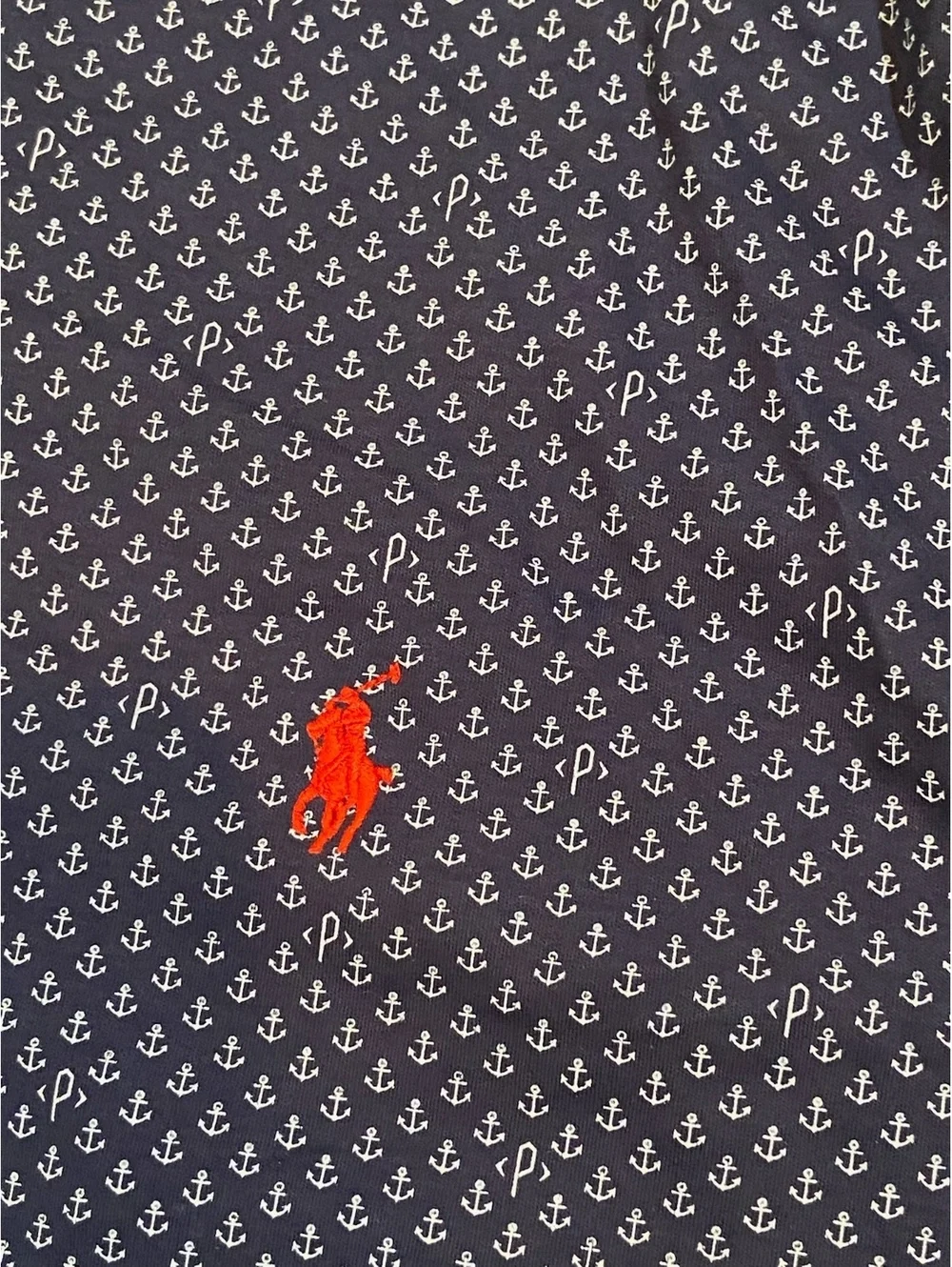 Polo Ralph Lauren Men's Navy Blue Anchor Print Polo Shirt Size XLT Cotton
